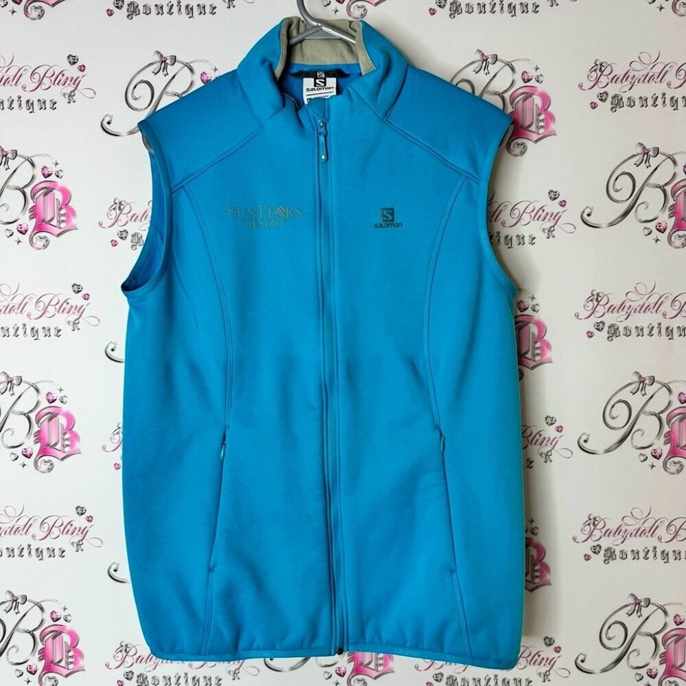 Salomon vest zip up bright Blue Sleeveless warm layer jacket coat vest